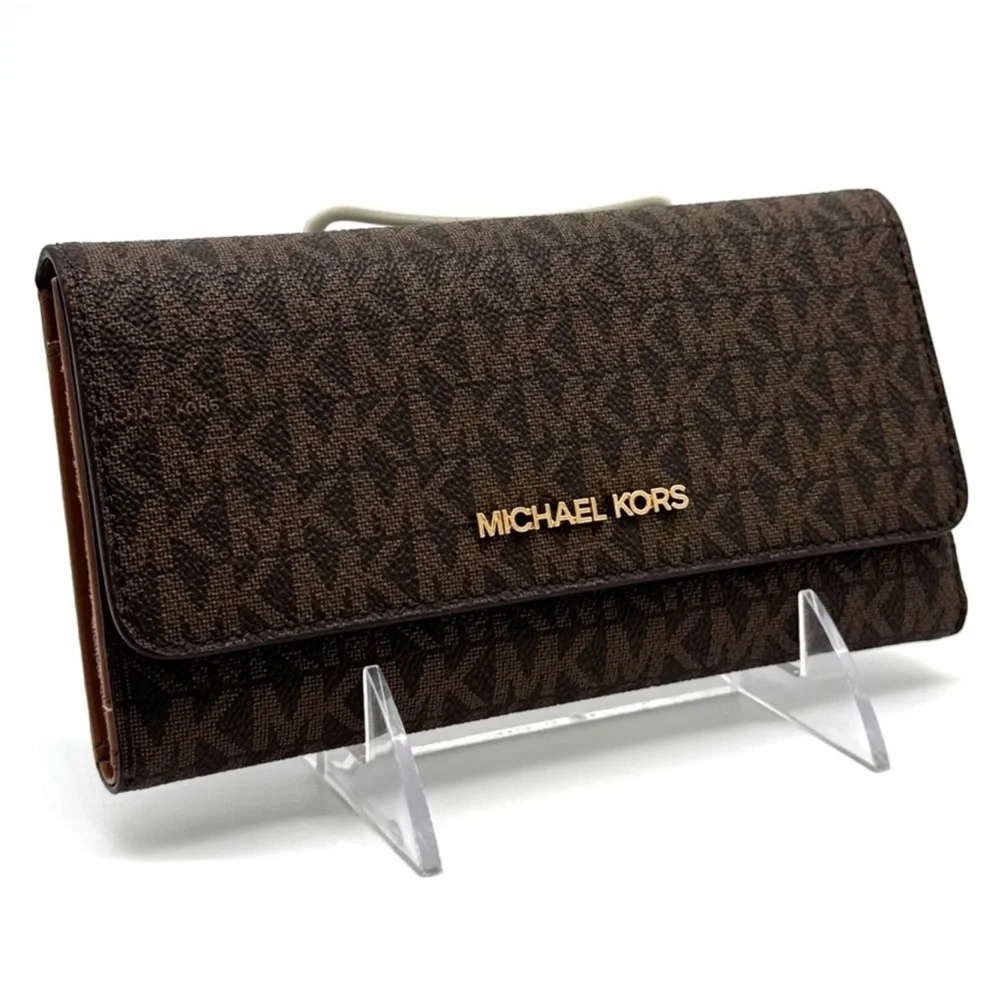 Michael Kors Large Trifold Wallet Brown Signature